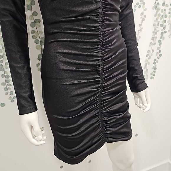GOOD American High Shine Compression Ruched Mini Dress Sz 2 or M - Picture 7 of 13